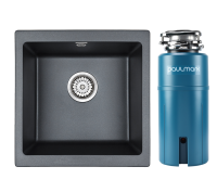 Комплект Мойка Paulmark Brilon PM104546-BLM черный металлик + Измельчитель Intenso