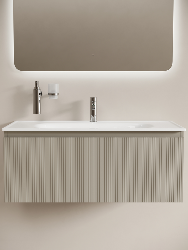 Тумба с раковиной Sancos Code 100 подвесная, серая платина