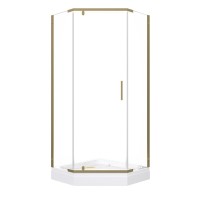 Душевой уголок Triton Дека -Голд 100х100х207, с поддоном, профиль золото, стекло прозрачное