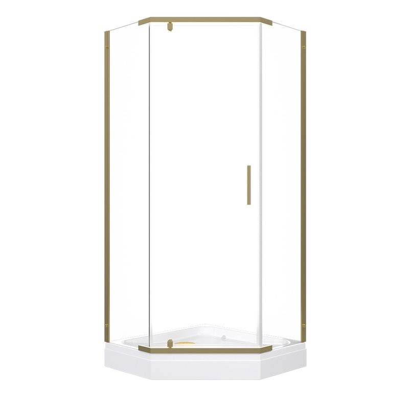 Душевой уголок Triton Дека -Голд 100х100х207, с поддоном, профиль золото, стекло прозрачное