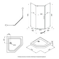 Душевой уголок Triton Дека -Голд 100х100х207, с поддоном, профиль золото, стекло прозрачное