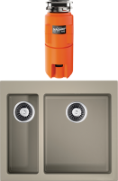 Комплект Мойка Omoikiri Bosen 59-2-SA бежевая + Измельчитель Nagare slim 500