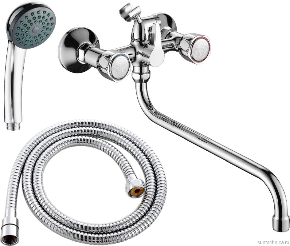 Смеситель с длинным изливом для ванны Fashun A2209-2 хром