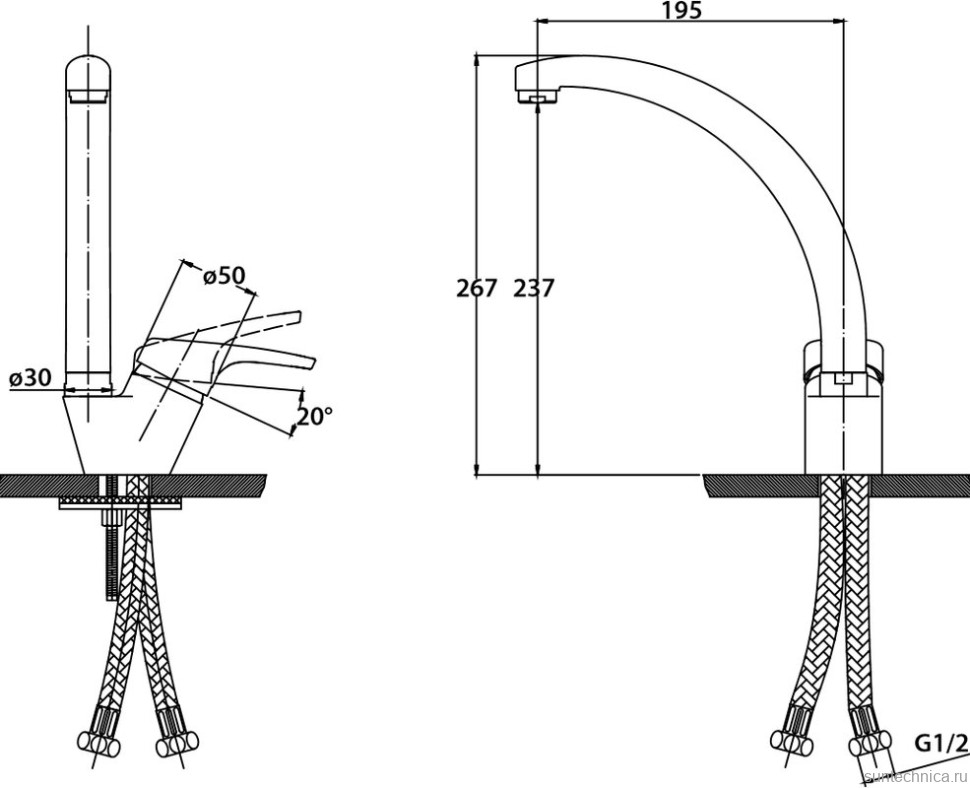 Смеситель для кухни Kaiser County 55244-13 бронза