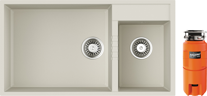 Комплект Мойка Omoikiri Tedori 85-2-U белая + Измельчитель Nagare slim 500