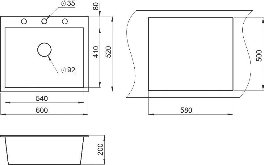 Мойка кухонная Granula 6001, турмалин
