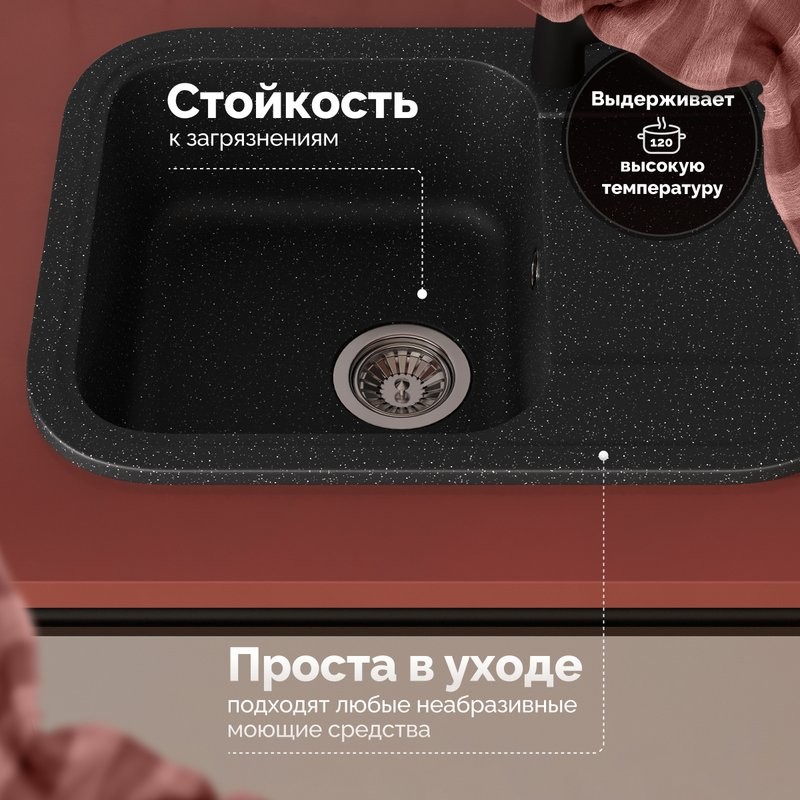 Мойка кухонная Domaci Парма 61-47-420 черная
