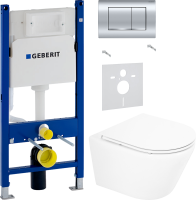 Комплект Унитаз подвесной BelBagno Tre + Звукоизоляция Geberit + Инсталляция Duofix Delta 458.163.21.1 с кнопкой смыва, хром