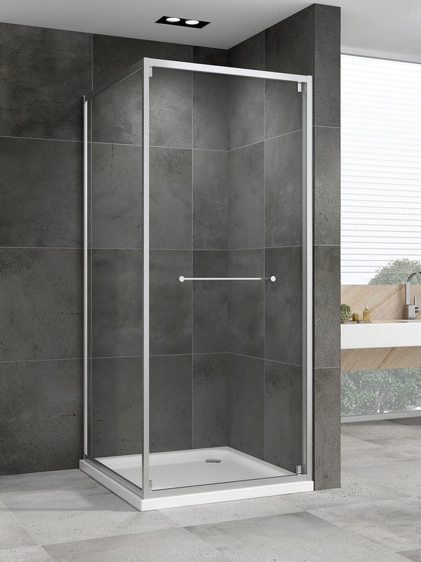 Душевой уголок Abber Schwarzer Diamant AG0A100 100х100 см, профиль матовый хром, стекло прозрачное