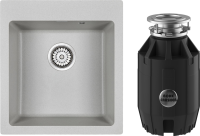 Комплект Мойка Paulmark Kante 45 PM104651-GR серая + Измельчитель Bone Crusher BC 910-AS