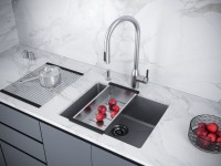 Комплект Мойка Paulmark Lumi LU55-DG графит + Измельчитель Bone Crusher BC 810-SL Slim Line