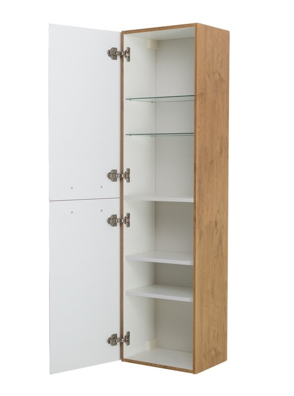 Шкаф-пенал для ванной BelBagno Due 40 подвесной, ручки матовый атласный никель, rovere nature