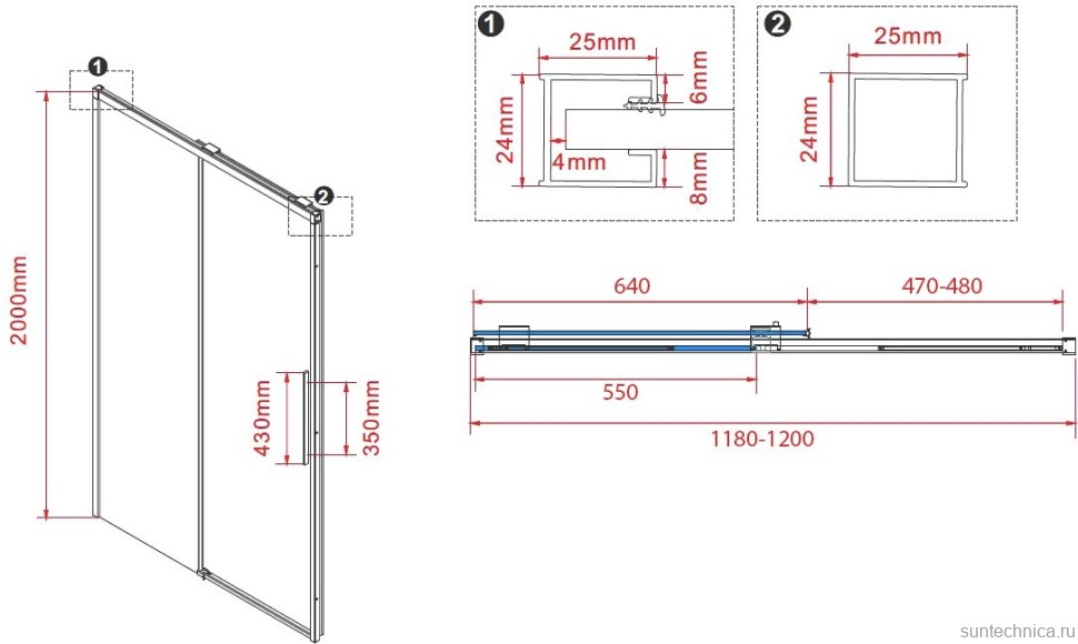 Душевая дверь в нишу Vincea Stella VDS-1ST120GS 120 см, профиль хром, стекло янтарь