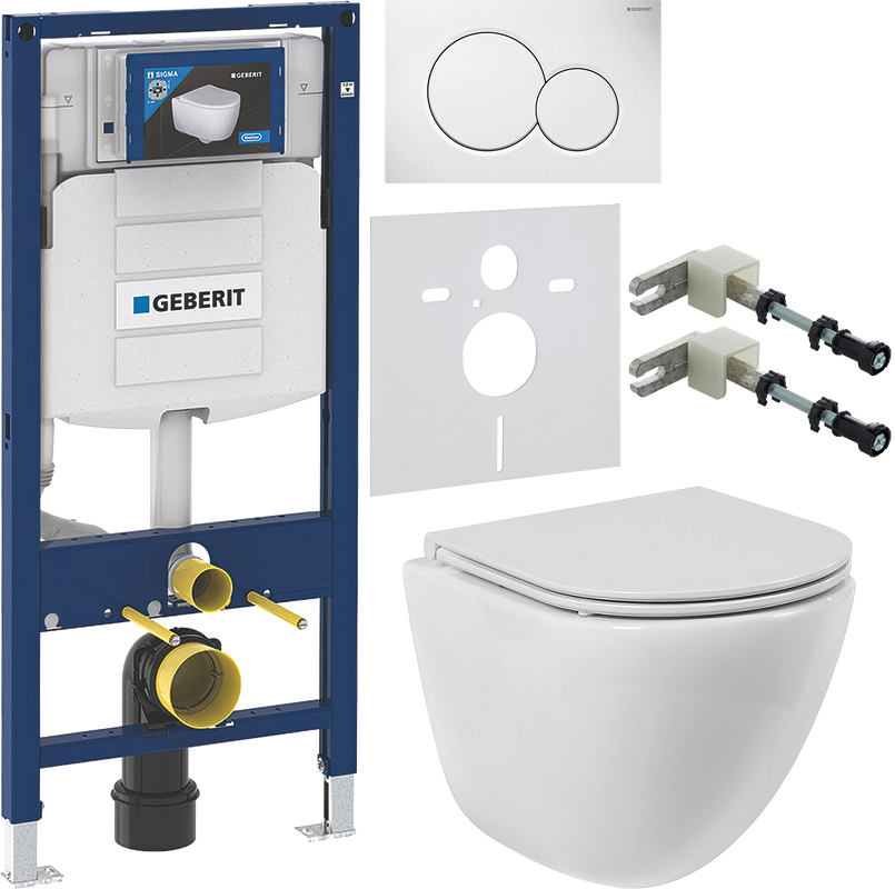 Комплект Унитаз подвесной BelBagno Amanda BB051CHR безободковый + Крышка BB870SC с микролифтом + Инсталляция Geberit Duofix UP 320 111.300.00.5 + Кнопка Sigma 01 115.770.11.5 белая + Крепления 111.815.00.1 к стене + Звукоизоляция