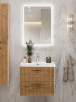 Тумба с раковиной BelBagno Due 60 ручки матовый атласный никель, rovere nature
