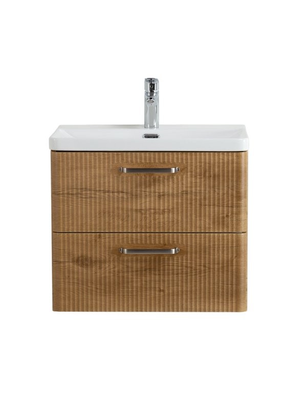 Тумба с раковиной BelBagno Due 60 ручки матовый атласный никель, rovere nature