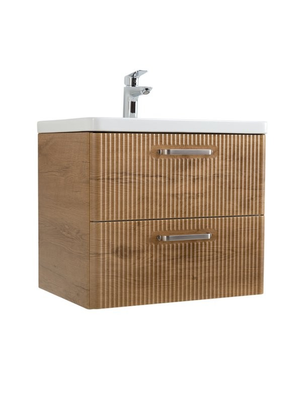 Тумба с раковиной BelBagno Due 60 ручки матовый атласный никель, rovere nature