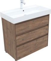 Тумба с раковиной Aquanet Nova Lite 85 напольная, дуб рустикальный, 3 ящика