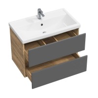 Мебель для ванной комнаты SanStar Graffa 80 дуб вотан, графит софт, раковина Фостер 80