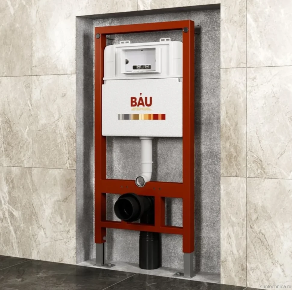 Комплект Унитаз подвесной Bauedge Bau Dream безободковый, с микролифтом + Инсталляция Bau Pro + Кнопка Stil, черная матовая