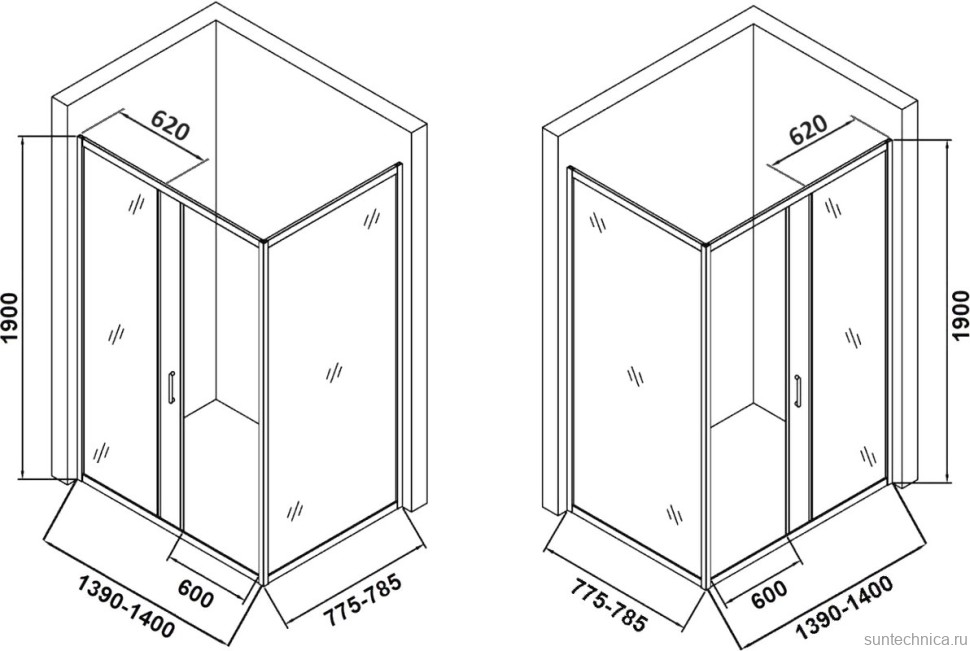 Душевой уголок Orange E23 14080TCR стекло прозрачное, профиль хром