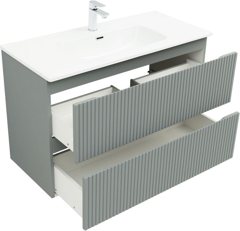 Тумба с раковиной Aquanet Джейн (Flat) 100 подвесная, мисти грин