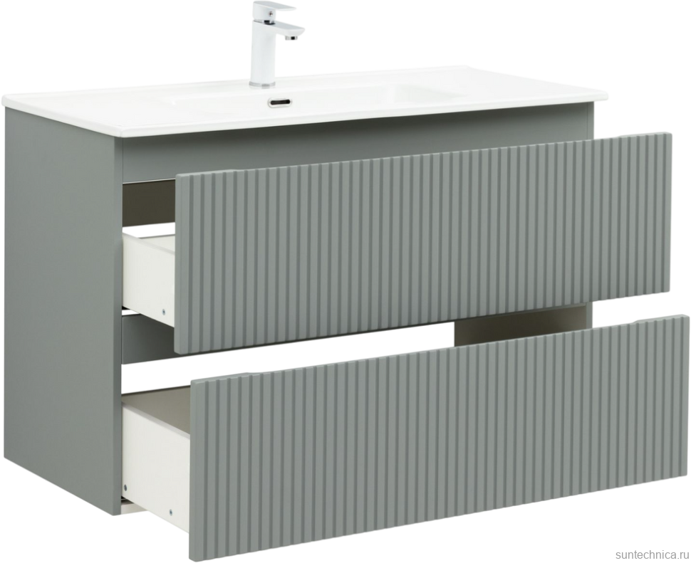 Тумба с раковиной Aquanet Джейн (Flat) 100 подвесная, мисти грин