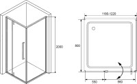 Душевой уголок RGW Stilvoll SV-03+80 см (119-122)x80x200 профиль хром, стекло прозрачное