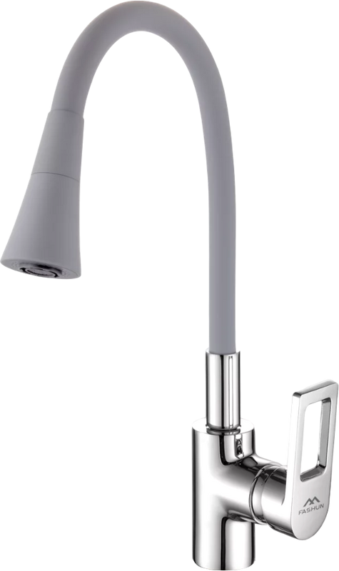 Смеситель для кухни Fashun A4253+B17 с гибким изливом, хром, серый