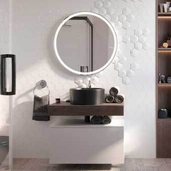 Мебель для ванной STWORKI Ольборг 80 столешница дуб карпентер, без отверстий, с тумбой 80