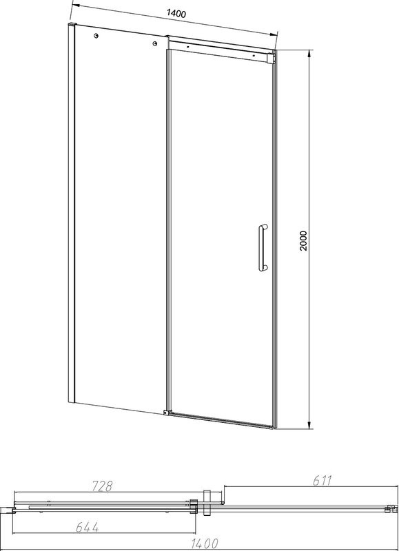 Душевая дверь в нишу Vincea Dice VDS-4D140CLB 140 см, профиль черный