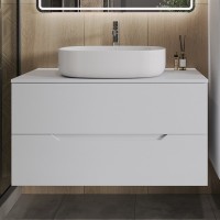 Тумба с раковиной Orange Line 100 подвесная, 2 ящика, матовая белая с раковиной B08-600W