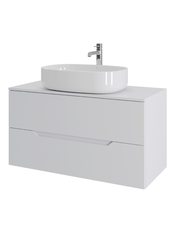 Тумба с раковиной Orange Line 100 подвесная, 2 ящика, матовая белая с раковиной B08-600W