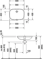 Раковина Duravit D-code 0338560000 встраиваемая снизу Раковина Duravit D-code 0338560000 встраиваемая снизу