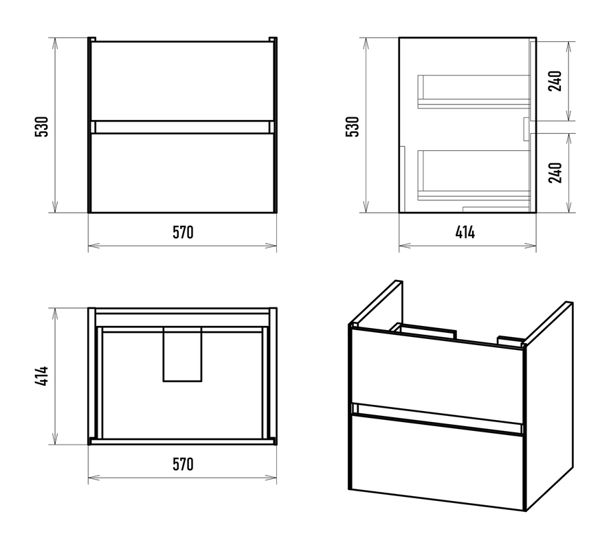 Тумба с раковиной Misty Твист 60 белая глянцевая