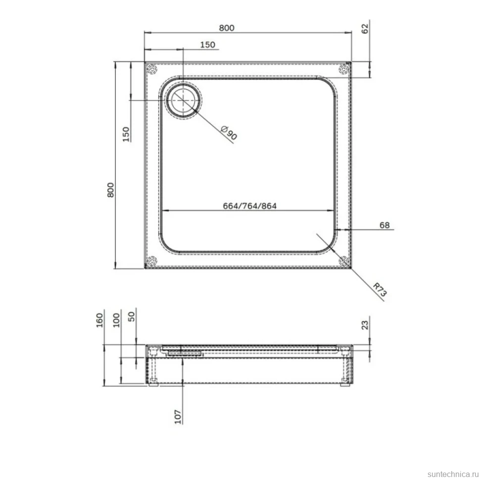 Поддон для душа AM.PM Gem W90T-403-080W 80х80