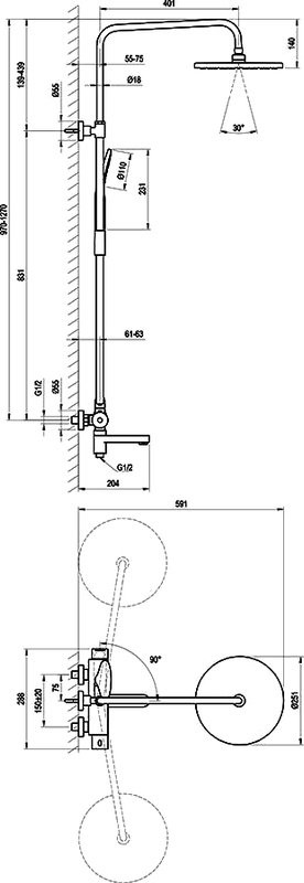 Душевая стойка Ravak Termo DS 092.00