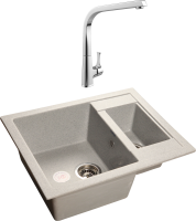 Комплект Мойка GranFest Quadro GF-Q610K серая + Смеситель MEGA Mega