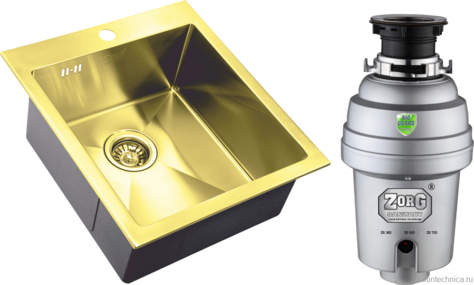 Комплект Мойка Zorg Inox PVD SZR-4551 bronze + Измельчитель Inox D