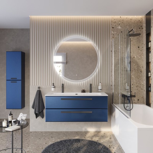 Мебель для ванной комнаты Cezares Eco Cer-N 120 sapfiro, раковина Eco 120-1-2, ручки матовые черные