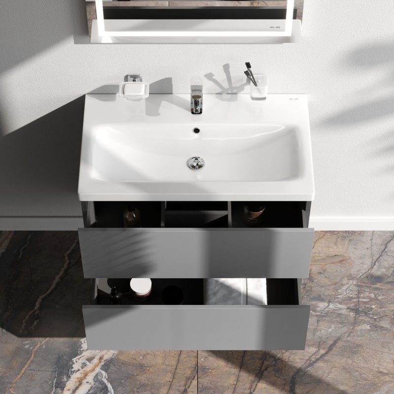 Мебель для ванной комнаты AM.PM Gem 75 графит матовый, подвесная