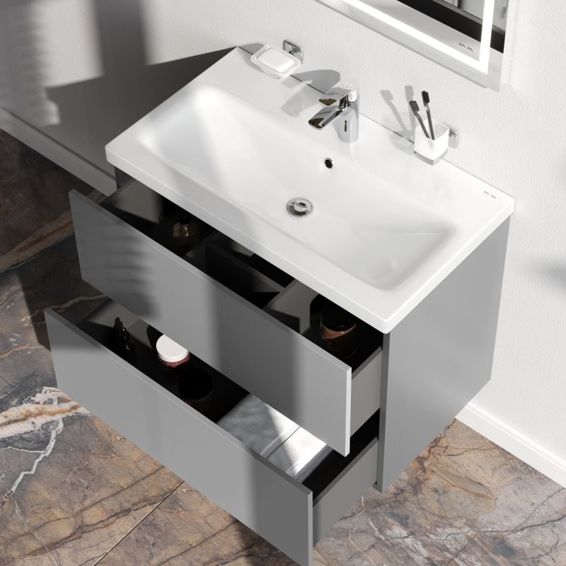 Мебель для ванной комнаты AM.PM Gem 75 графит матовый, подвесная