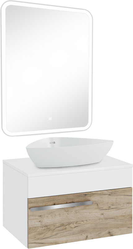 Мебель для ванной комнаты Runo Вудлайн 65 крафтовый дуб, раковина Terzo 60