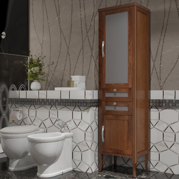 Шкаф пенал для ванной Opadiris Мираж 45 R светлый орех