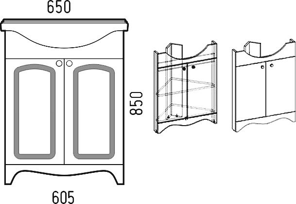 Мебель для ванной комнаты Corozo Классика 65 угловая