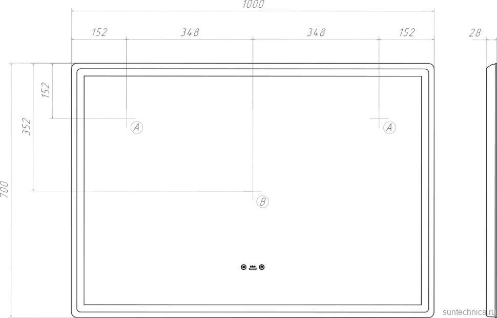 Зеркало Vigo Geometry Step 100 с подсветкой и антизапотевателем