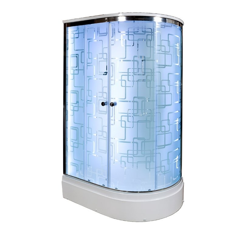 Душевая кабина DTO D EM2712LLED+GM профиль хром, стекло матовое с узором