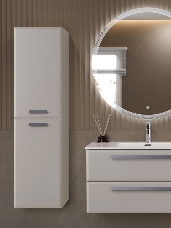 Шкаф-пенал для ванной Cezares Eco-Cer-N 40 универсальный серо-бежевый матовый, ручки серые