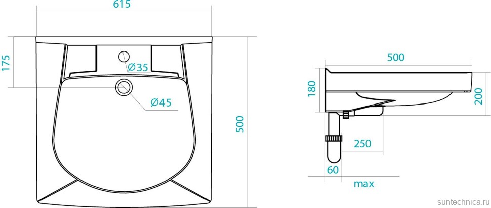 Раковина над стиральной машиной Santek Пилот 1WH301970 50