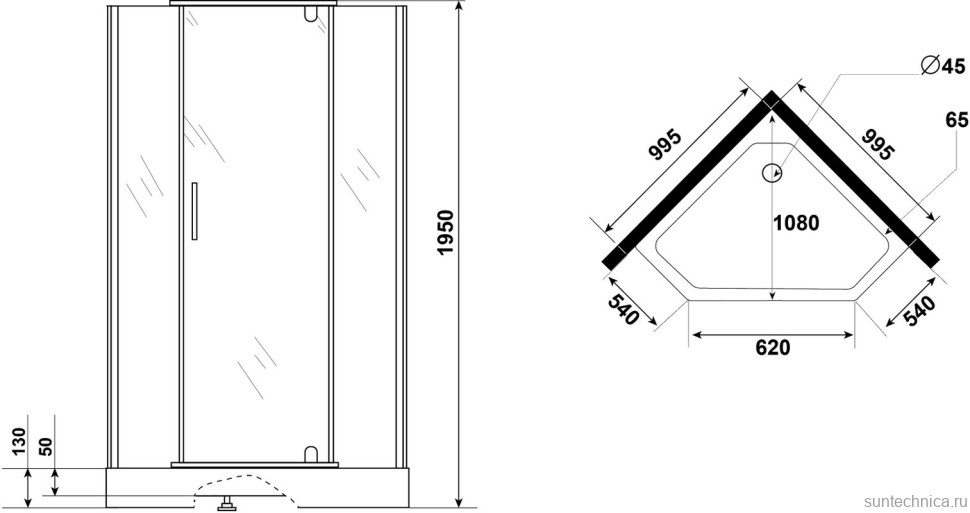Душевой уголок Niagara Eco NG-010-14DT 100х100 см, стекло тонированное